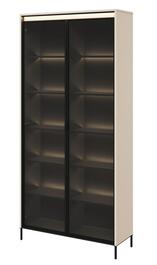 Vitrína 2D s LED IPOLIS písková/černá