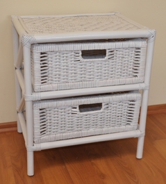 Ratanová komoda 2 zásuvky ratan bílá typ II FL