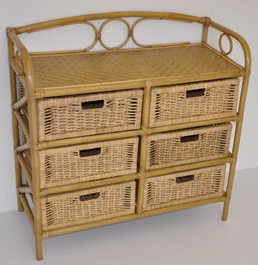 Ratanová komoda 6 zásuvek medová typ FL