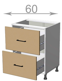 Dolní skříňka se zásuvkami š.60, v.82, Premiere LD11S6082, bílá/Bordeaux lesk