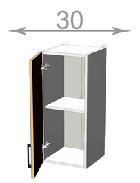 Horní skříňka š.30, v.72, Premiere W3072, bílá/Bordeaux lesk