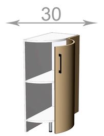 Dolní rohová skříňka š.30, v.82, Premiere LRF3082, bílá/bílý dub polar