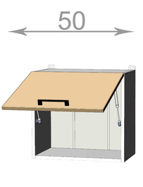Horní vysoká výklopná skříňka š.50, v.46, Premiere W5046, bílá/bílý dub polar