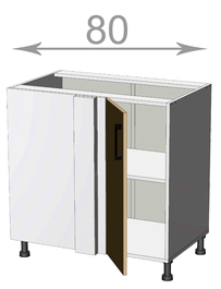 Capri BC80821, kuchyňská rohová skříňka š.80, korpus grafit, dvířka dub Craft bílý