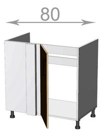 Capri BCS80822, kuchyňská rohová dřezová skříňka š.80, korpus grafit, dvířka dub Craft bílý