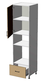 Capri HL602344, kuchyňská vysoká potravinová skříň na vestavnou troubu a mikrovlnku v. 234 cm š.60, korpus grafit, dvířka dub Craft bílý