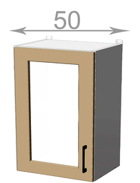 Capri W5072G, kuchyňská vitrína š.50, korpus grafit, dvířka dub tabaco