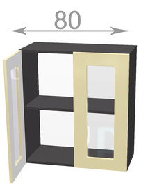 Capri W8072G, kuchyňská vitrína š.80, korpus bílý, dvířka dub Craft šedý