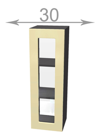 Capri W3092G, kuchyňská vysoká vitrína š.30, korpus bílý, dvířka dub Craft šedý