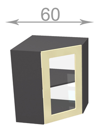 Horní rohová vitrína š.60, v.72, Premiere WC606072G, bílá/bílý lesk