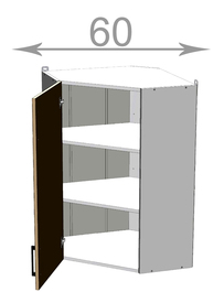 Horní vysoká rohová skříňka š.60, v.92, Premiere WC606092, bílá/černý lesk