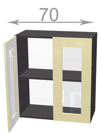 Capri W7072G, kuchyňská vitrína š.70, korpus grafit, dvířka dub craft zlatý