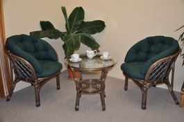 Ratanová sedací souprava Bahama hnědá 2+1, polstr MAXI zelený dralon