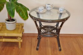 Stolek Bahama hnědý se sklem