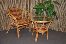 Ratanová sedací souprava Bahama 1+1 medová, polstr okrový