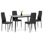ASE-1004 BK2 - Jídelní set 1+4, rozměr stolu 130x70x76 cm, keramika, kov, stůl bílá+černá, židle černá