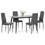 ASE-1004 GREY2 - Jídelní set 1+4, rozměr stolu 130x70x76 cm, keramika, kov, stůl bílá+černá, židle šedá+černá