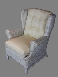 Ratanové křeslo ušák bílé polstr bílý FL