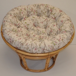 Ratanový papasan 100 cm medový polstr motiv ptáci