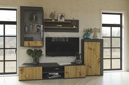 Obývací stěna VITO antracit/dub artisan