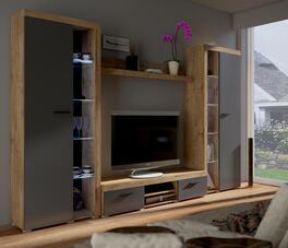 Obývací stěna PUERTO XL dub lefkas/grafit