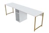 Twin Study Desk dvojitý psací stůl, bílá / zlatá