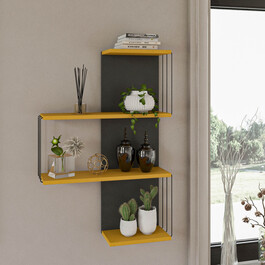 Cambel nástěnná police, žlutá / antracit