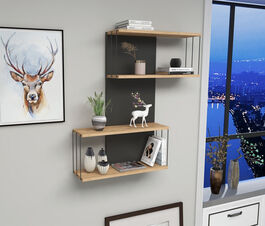 Destan závěsná police, antracit / dub