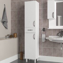Selin úzká koupelnová skříň, bílá