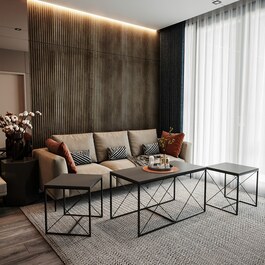 Defne sada konferenčních stolků, antracit / černá