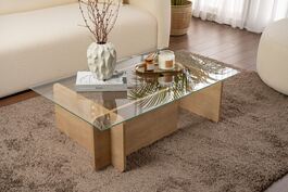 Flavio prosklený konferenční stolek, dub