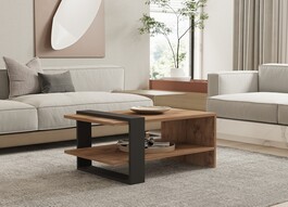 Ova konferenční stolek s policí, dub / antracit