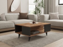 Yuka konferenční stolek s policí, ořech / černá