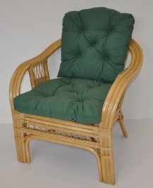 Ratanové křeslo Rio De Janeiro medové - polstr tmavě zelený melír