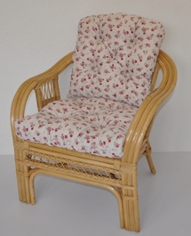 Ratanové křeslo Rio De Janeiro medové - polstr motiv růže