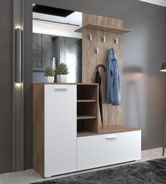 Předsíňová sestava KENTRI barva dub ansberg tmavý/bílá