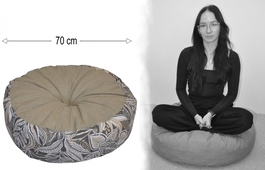 Polštář sedací průměr 70 cm - listy na tmavé