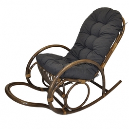 Ratanové houpací křeslo Jenaira hnědé polstr tmavě šedý melír