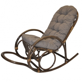 Ratanové houpací křeslo Jenaira hnědé polstr šedý melír