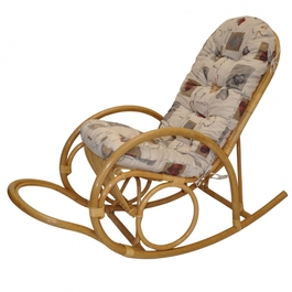 Ratanové houpací křeslo Jenaira medové polstr motiv srdce love