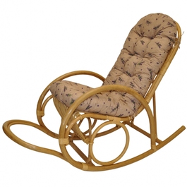 Ratanové houpací křeslo Jenaira medové polstr levandule