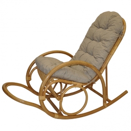 Ratanové houpací křeslo Jenaira medové polstr tmavě béžový melír