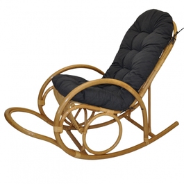 Ratanové houpací křeslo Jenaira medové polstr tmavě šedý melír