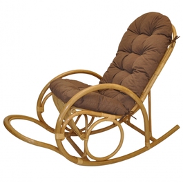Ratanové houpací křeslo Jenaira medové polstr hnědý melír