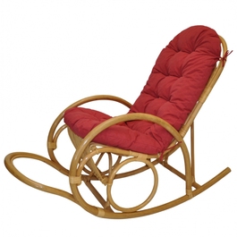 Ratanové houpací křeslo Jenaira medové polstr vínový melír