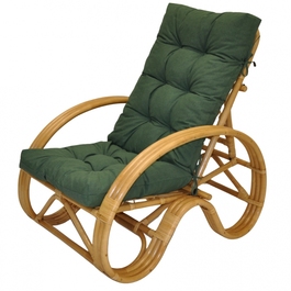 Ratanové křeslo polohovací medové polstr tmavě zelený melír