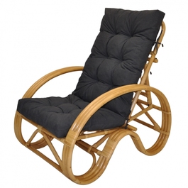 Ratanové křeslo polohovací medové polstr tmavě šedý melír