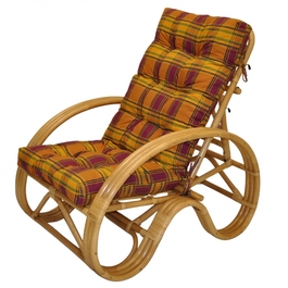 Ratanové křeslo polohovací medové polstr okrová kostka