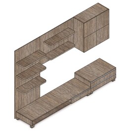 Obývací stěna 300x59x210cm, mdf, hnědá, 9HQ08