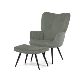 Relaxační křeslo, zelená, manšestrová látka, AK-L7285 GRN6